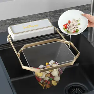 Kitchen Sink Filter Rack - Sink Strainer Foldable Food Catcher with 100pcs Mesh Bags, Foldable Stand Disposable Waste Garbage Net Shelf Anti-Clogging Filter Net Basket Holder