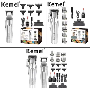 Kemei 9000rpm High-Speed Carving Clipper, Hair Clipper Trimmer, Full Metal Silver Color Body, Easy Oil Head, Line Cutting, Layered Hairstyle, Professional Barber Essential!