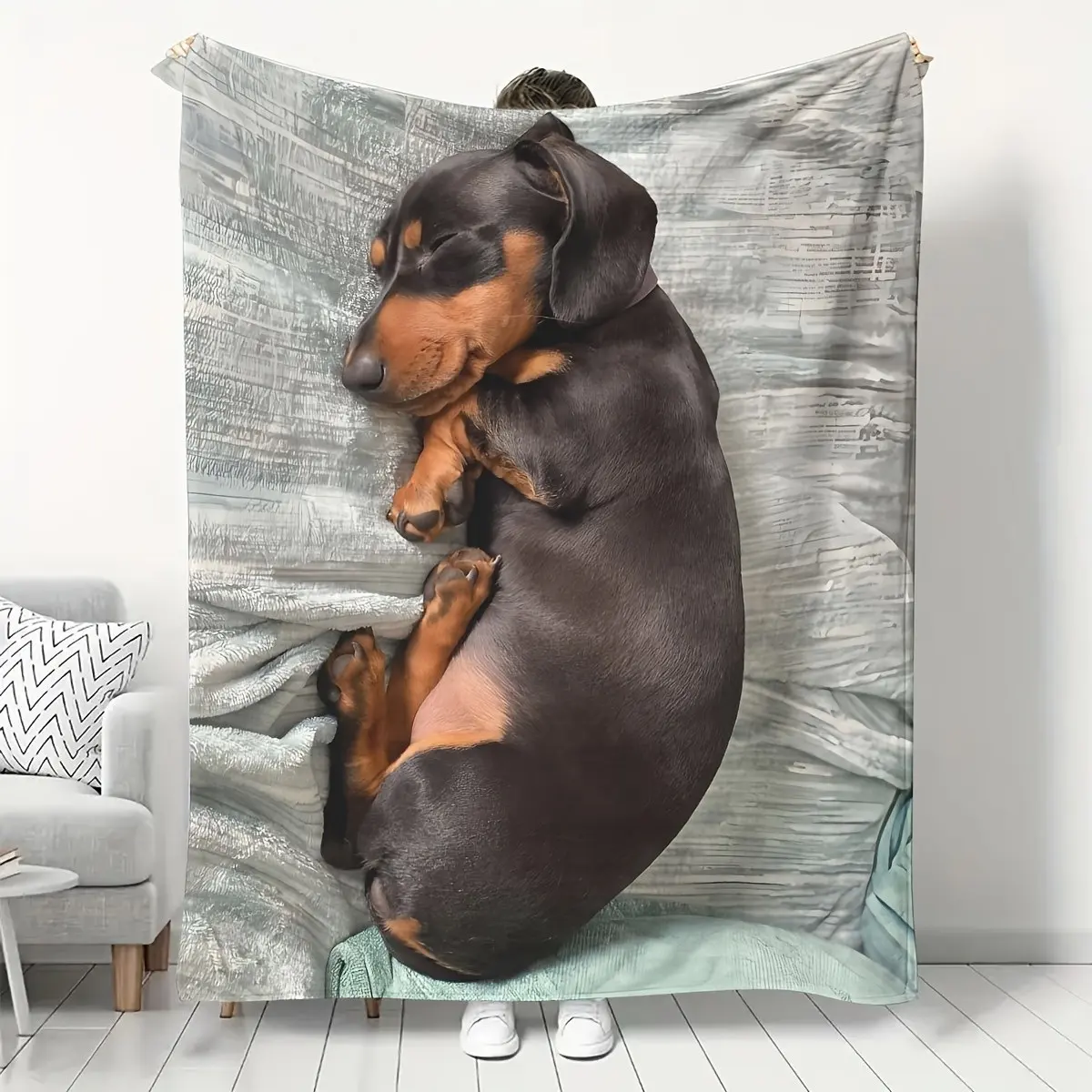 1 Cute Sausage Dog Blanket Gift Super Soft and Comfortable Flannel Blanket Lightweight Plush Flannel Blanket Sofa Bed Sofa Warm Plush Blanket Suitable for All Festival Blankets