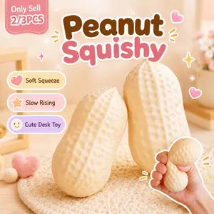 1/2/3pcs Peanut Shaped Squishys Toys, Squishy Fidgets, Slow Rebounds Cute Butter Squeeze Stress Balls Realistic Peanut Squeeze Toy for Adults Soft Sensory Stress Ball Toys for Desk.