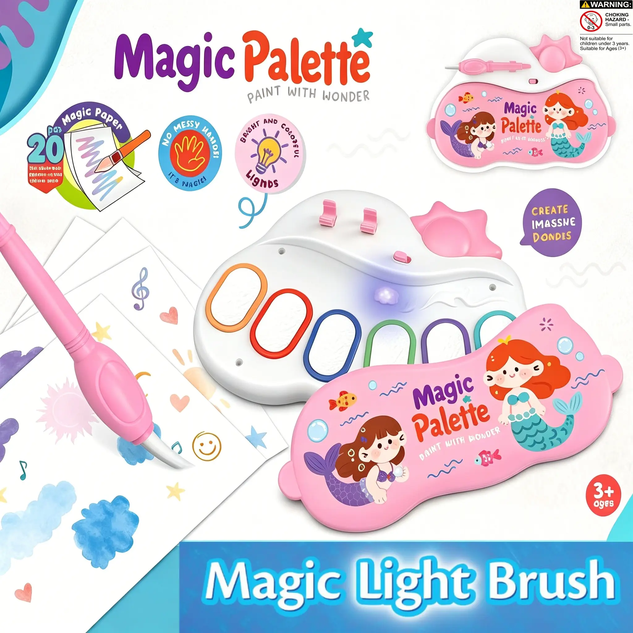 Color Wonder Magic Light Brush, Mess-Free Painting Station for Kids, Perfect Birthday Gift, Engaging Kids Activity Toy, Magic Palette, Creativity