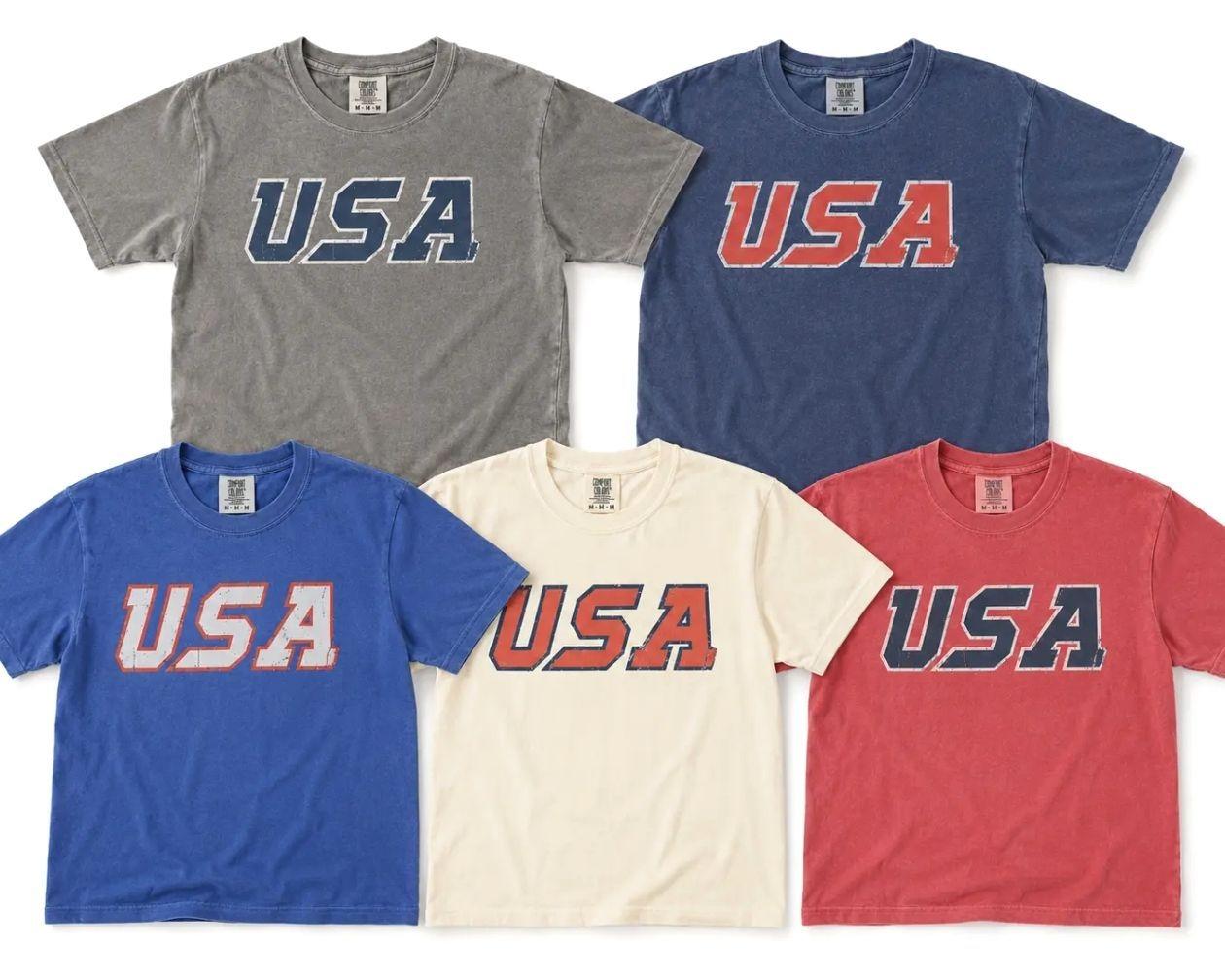 Comfort Colors Unisex Vintage USA Tee, Patriotic July 4th Red White and Blue Shirt, America 250th Birthday Celebration Tee, Retro Independence Day Gift Shirt – DPCLICK