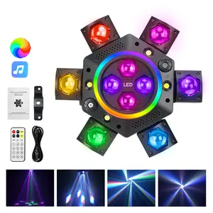XDV  Upgraded 150W 6‑Arm Moving Head DJ Light – Bee Eye LED 2.0, RGBW 4‑in‑1 Effect, Red/Green Laser Starry Sky, White & Amber Strobe, DMX‑512 & Remote for Club/Bar/DJ