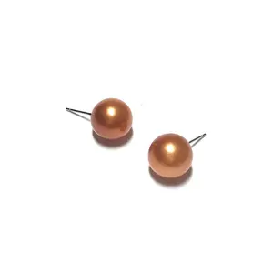 Bright Metallic Copper Ball Stud Earrings