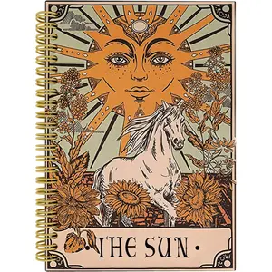 Sun Tarot Journal Notebook,  Journal, 5.5x8.3 Inch Spiral Bound Notebook, Witchy Gifts for Women, Gothic Journal, Sun Tarot Card Journal Notebook