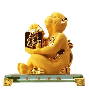 2026 Chinese Zodiac Monkey Year Golden Resin Collectible Figurines Table Decor Statue Large