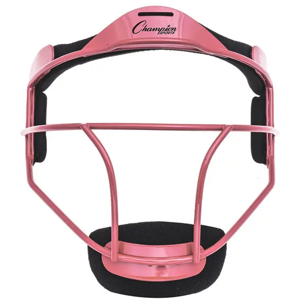 CHAMPION Youth Softball Protective Mask, Solid Pink Fielder's Guard with an Open Design for a Wide Field of Vision, Lightweight with Adjustable Harness, Ponytail Opening, Softball Play, Baseball & Softball