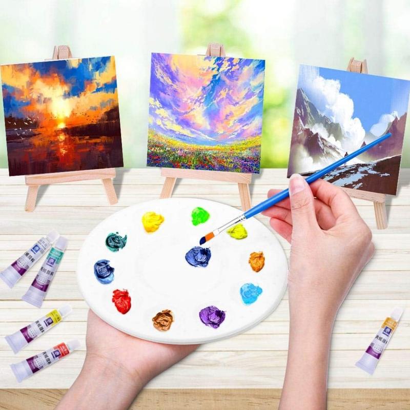 Mini Canvas Set 16pcs/18pcs, Small Art Canvas with Mini Easel, 4x4 Inch Artist Canvas for Adults Kids Party Craft Activities