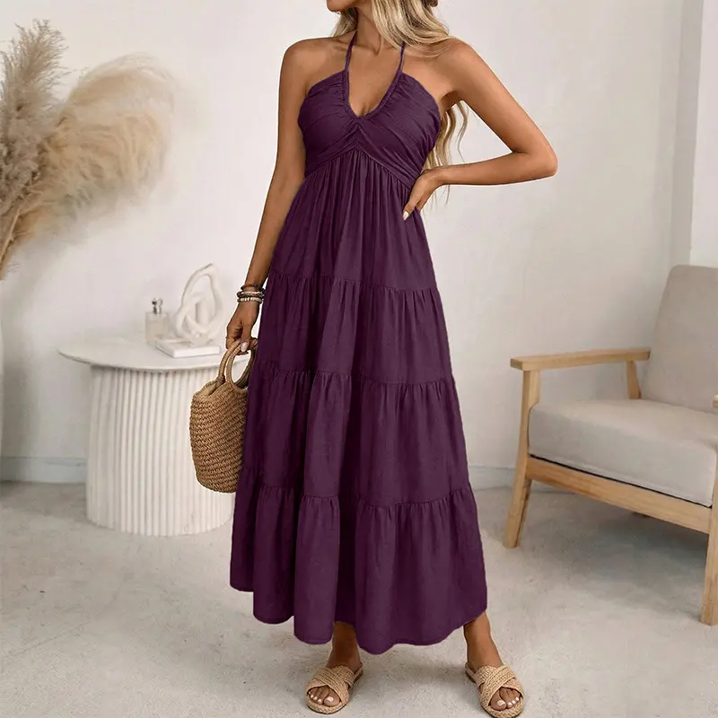 summer a line dress Hair Down Square Neck A-Line Midi Dress Floral Denim– Selfie Leslie main image 1