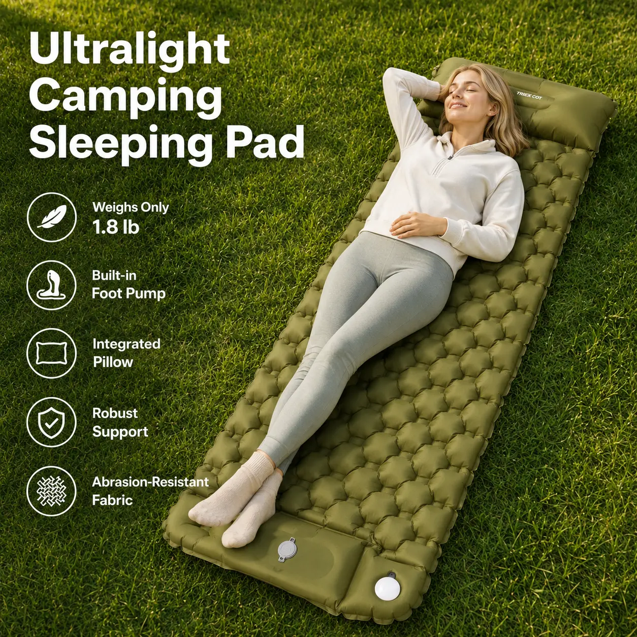 Night Cat Camping Sleeping , Extra Thick Camping Mat, Built-in Foot Pump Inflatable Sleeping ,Compact for Camping BackpackingHiking Traveling Tent, camp gear, road trip ,cot pad, inflation Pump air pillow,Summervibes