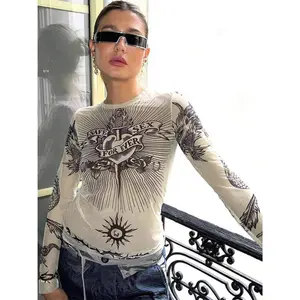 Safe Sex Forever See-Through Top with Long Sleeve in White