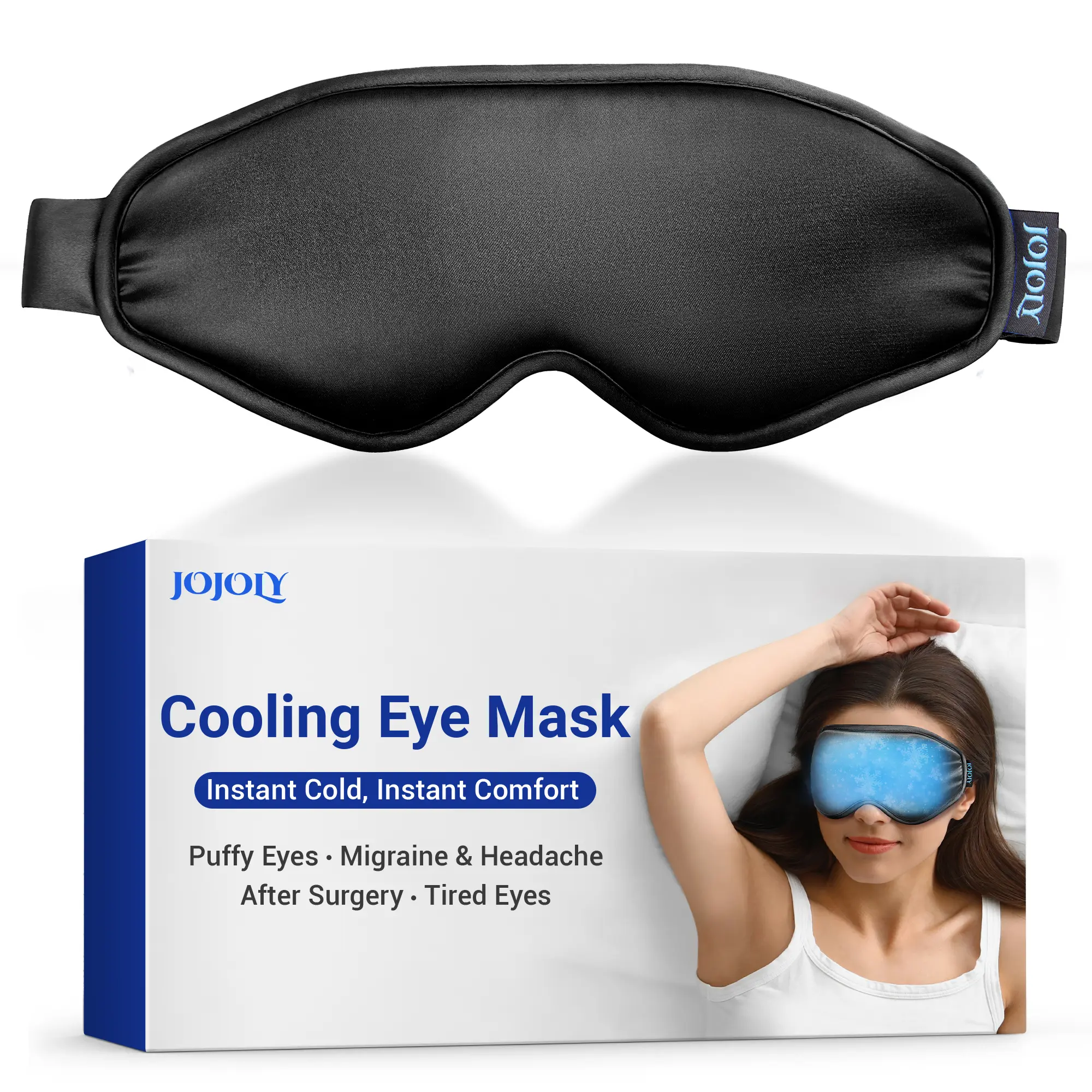 Ice Eye Mask Cooling Gel for Puffy Eyes, FSA HSA Eligible, Reusable Cold Compress for Migraine, Headache, Eye Strain & Surgery Recovery, Comfortable Contoured Sleep Mask