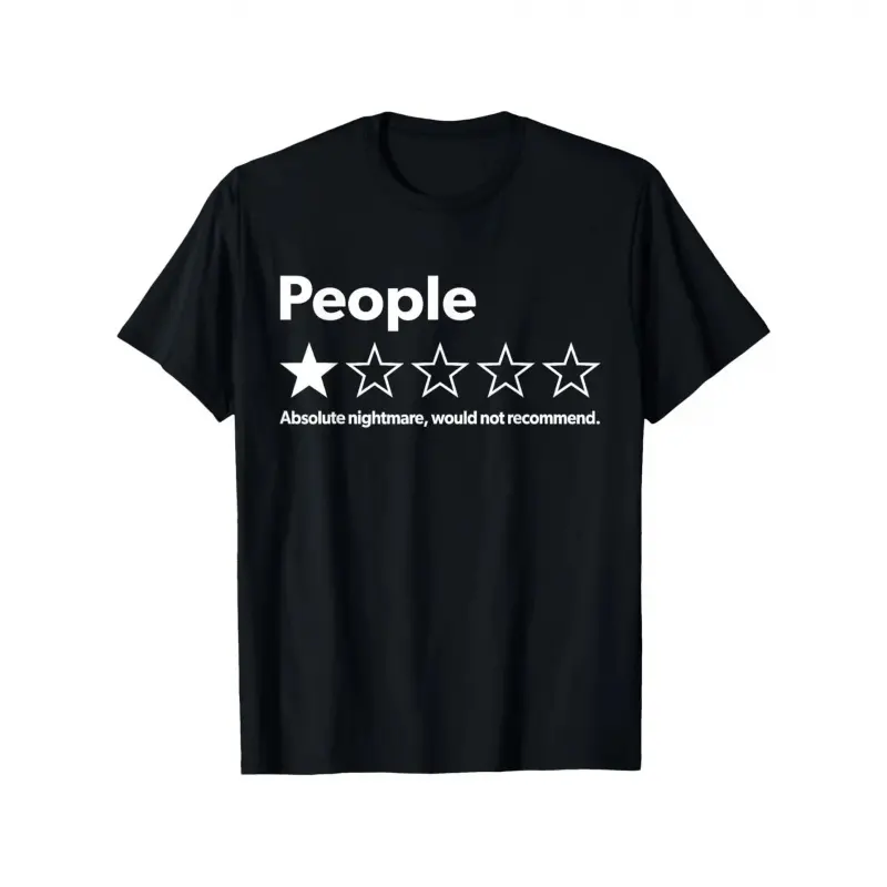 180gUnisex-Adults T-Shirt - Black,  Short Sleeve - Fun Review People One Star: Absolute  Would , Suitable for Mens & Womens Outdoor T-Shirt, 100%cotton,
