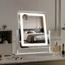 LED Vanity Light Mirror, 15"×12.2" Large HD Smart Touch Model with 3-Color Dimmable Settings, 360° Rotatable Tabletop Option for Vanity Desk, Bedroom