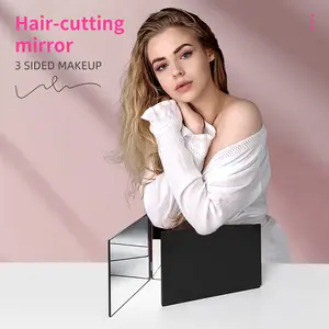 360° Folding Haircut Mirror – No Light | Tri-Fold + Wall Hook + Travel-Friendly