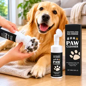 Portable Pet Paw Cleaner Foam with Built-in Silicone Brush, No-Rinse Dog Foot Wash for Muddy Paws, Gentle & Safe Formula, 290ml