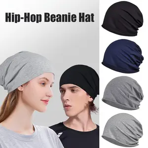 4 Piece Lightweight Slouchy Beanie Night Sleeping Hat Curled Edge Solid Color Skull Hats Thin Chemo Cap Fashion Accessories