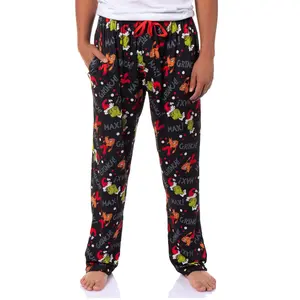 Dr. Seuss The Grinch Men's AOP Grinch and Max Holiday Design Adult Lounge Sleep Pajama Pants