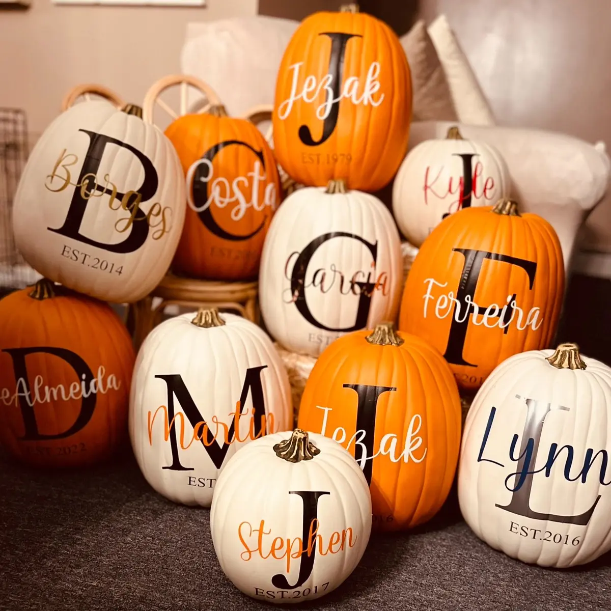 Monogram Artificial Pumpkins