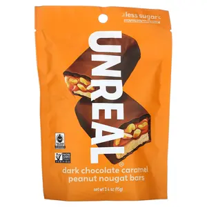 Unreal Dark Chocolate Caramel Peanut Nougat Bars, 3.4 oz (95 g)