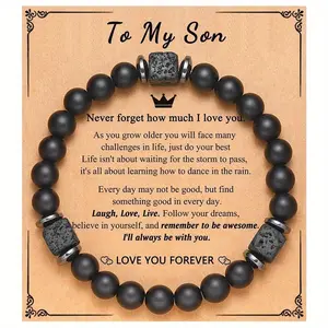 Exquisite Black Beads Bracelet, Inspirational Birthday Christmas Gift For Son, "Believe In Yourself You Are The Best"