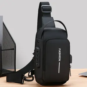 Password Lock Enabled Anti Theft Chest Bag Men's Version for Daily Explorations Motorcycle Excursions Durable Fabric Comfortable Carry Security-Minded Users