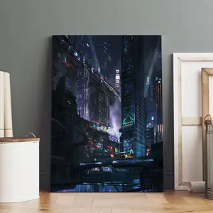 Cyberpunk Neon City Poster, Neo Futuristic Wall Art, Gaming Room Decor, Futuristic City Fan Gift  6UX