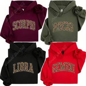 FULL 12 ZODIAC Classic Leopard Hoodie Collection – Vintage Astrology Graphic Hoodie, Horoscope Sign Pullover for Men & Women, Cozy Star Sign Sweatshirt Gift for Zodiac Lovers