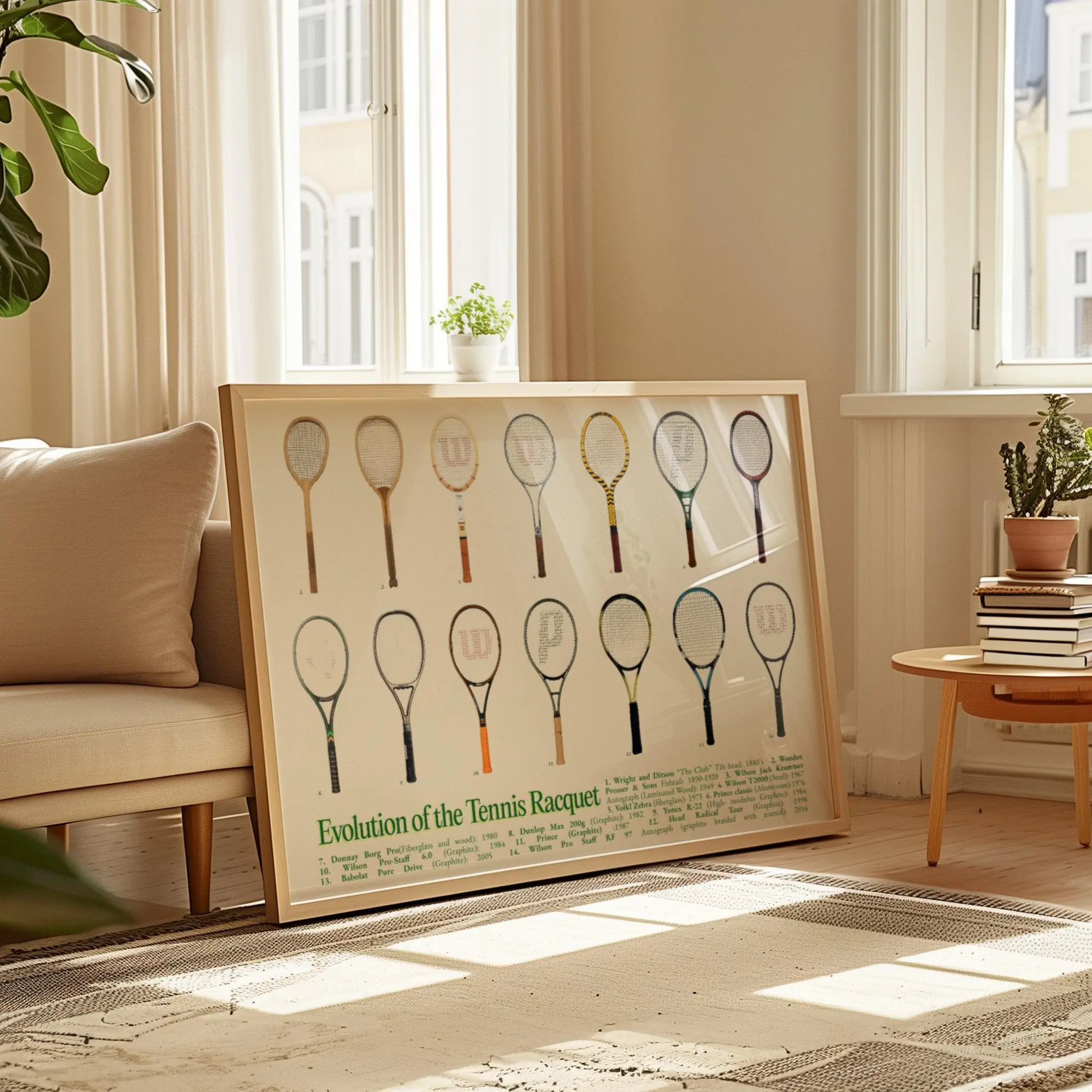 MIRRO Explore The History Of Tennis Racquets With Our Unframed Wall Art Poster For Game Room Decor