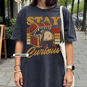 Frieren Stay Curious Comfort Colors T-Shirt, Funny Treasure Beyond Journeys End Anime Inspired Shirt, Sousou no Frieren Tee,  Elf Mage Fantasy Lover Clothing, Japanese Art Manga Aesthetic Streetwear, Gym Pump Cover Oversized Hip Hop Tshirts