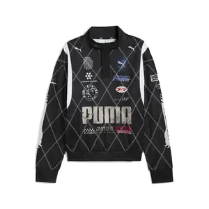 PUMA Mens X Distressed Crew Neck Sweatshirt Casual - Black