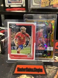 2025 Donruss Lamine Yamal #10 and 2026 Panini Monopoly Gold Cracked Ice #83 Heung-Min Son