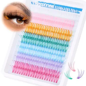 Colored Lash Extension Individuals 280 Pcs Colored Eyelashes Clusters  Wispy 16MM 18MM Colorful Eyelash Extensions DIY