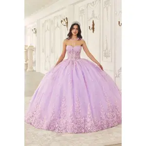 Cinderella Divine -15723 Strapless Floral Applique Quinceanera Ball Gown