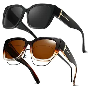 【FitOver Sunglasses】Women's Fit Over Prescription Sunglasses - Oversized Square Full-Rim Plastic Frames Mirrored Polarized , UV400 Protection, Trendy Sunglasses, Unisex Fashion Accessory for Summer Wins, Accessories for Women The Choice of Gifts 1/2Pcs