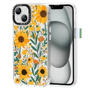 GuardCrew Sunflower Designed Phone Case for iPhone 14,Wildflower Crashproof Military Grade Protective Clear Soft TPU Cover Case for iPhone 14