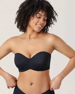 DELIMIRA Women's Strapless Bra Unlined Underwire Minimizer Plus Size Support