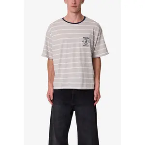 mnml Striped Ringer Tee - Grey/White