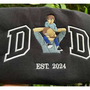 Embroidered dad shirt, Custom embroidered father tshirt, custom father embroidered tshirt, Custom embroidered photo, Sweatshirt-Hoodie shirt