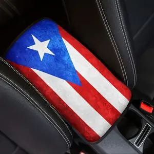 Puerto Rico Flag Pattern Center Console Armrest Cover Seat Box Mat For Men Women, Auto Decorations Interior Fit Most Vehicle SUV Truck Sedan Van