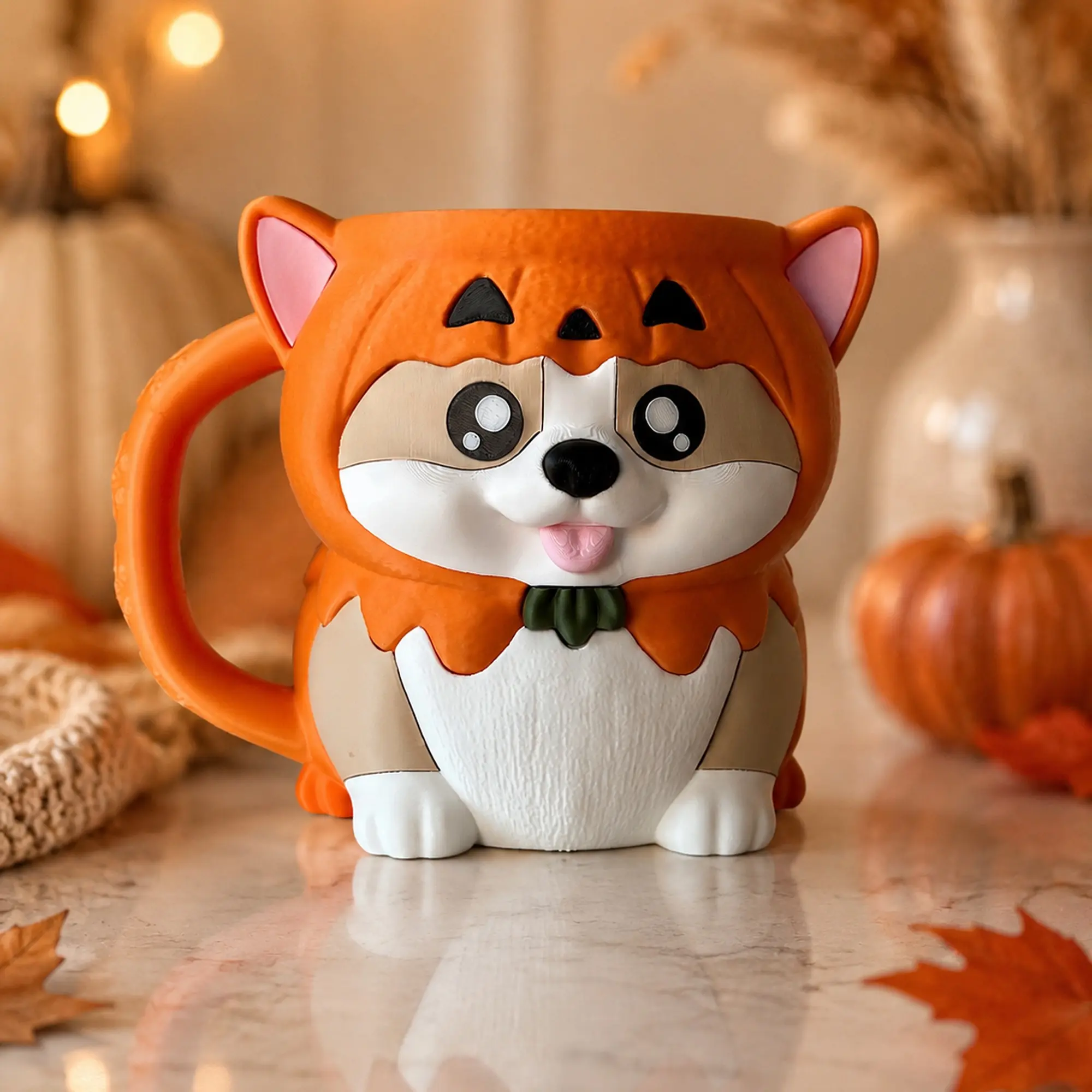 Corgi Pumpkin Ice Cream Pint Holder with Cookie Pockets, Fall Halloween Dessert Cozy