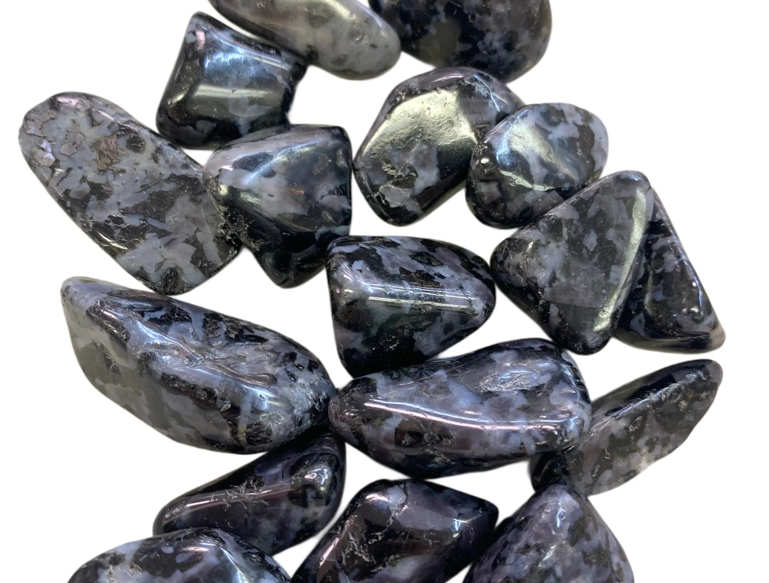 Natural Crystals - Indigo Gabbro (Mystic Merlinite) Tumbled Stone for Jewelry Accessories & Natural Crystal Decorations