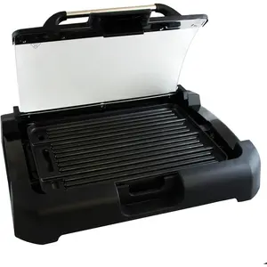 Dual Surface Reversible Indoor Grill and Griddle with Removable Glass Lid