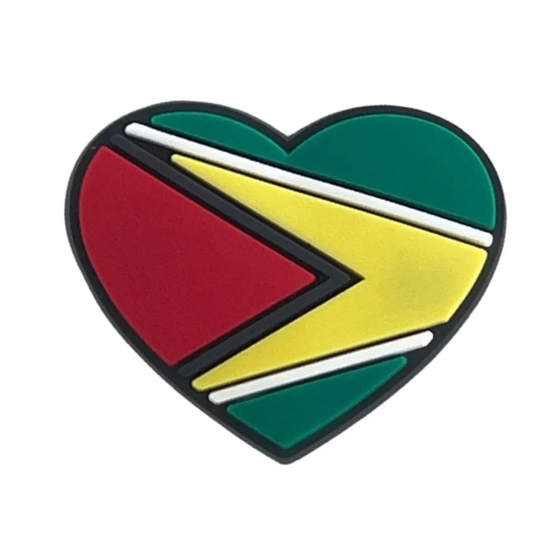 Guyana Flag Heart Clip Charm
