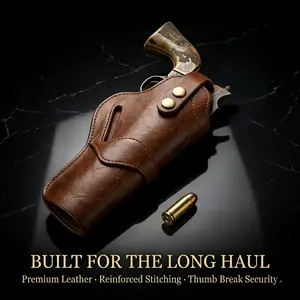 PerDDTrailLock Ambidextrous Single Six Holster - Leather Revolver Holster with Snap Closure Compatible for both Hands, Fits for.22 Revolvers (Heritage Rough Rider, Ruger for Wrangler, Colt New Frontier) - Hunting & Outdoor Pistol Accessory