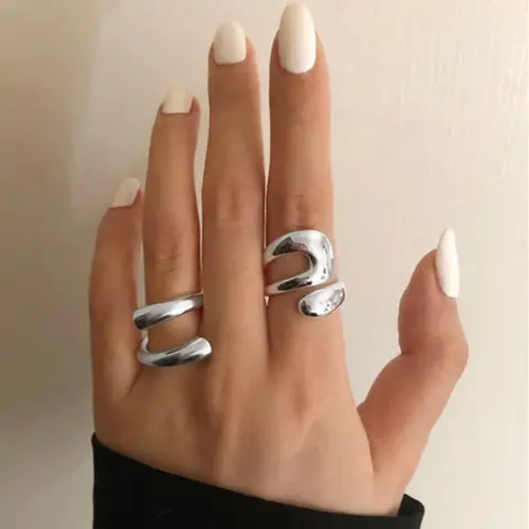 Vintage Geometric Design Cuff Ring, Adjustable Rings, Casual Trendy Ring Stack, Stackable Rings, Fashionable Jewelry, Rings Jewelry for Girls Gift, Female Classic Fashion Cute Accessories for Daily Wear