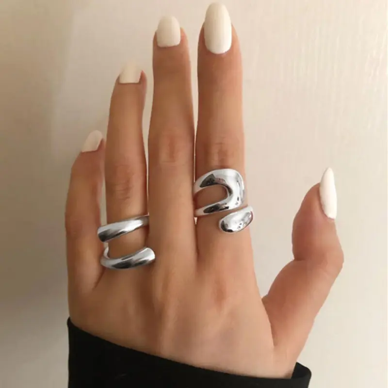 Vintage Geometric Design Cuff Ring, Adjustable Rings, Casual Trendy Ring Stack, Stackable Rings, Fashionable Jewelry, Rings Jewelry for Girls Gift, Female Classic Fashion Cute Accessories for Daily Wear