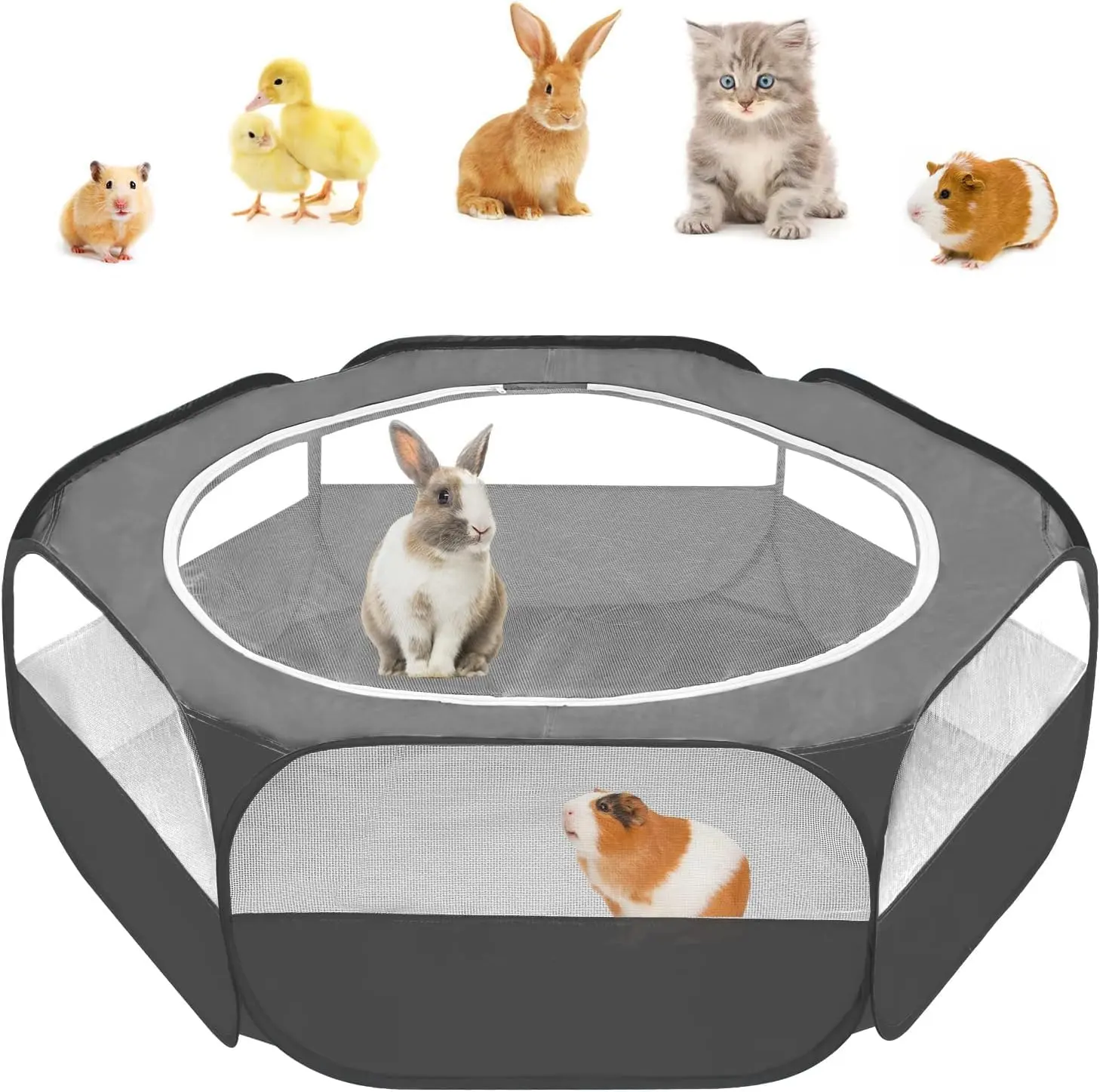 Amakunft Improved Design Small Animal Pop-Up Playpen with Mesh Cover, Incomplete Dimensions Chicken Brooder Box, Indoor-Outdoor for Guinea Pigs, Kittens