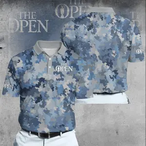 Blue Camouflage Golf Tournament Inspired Polo Shirt for Men – Modern Camo Performance Athletic Polo, Breathable Moisture Wicking Fabric, Classic Championship Style Sportswear, Lightweight Summer Golf Outfit, Casual Course Apparel, Golfer Gift