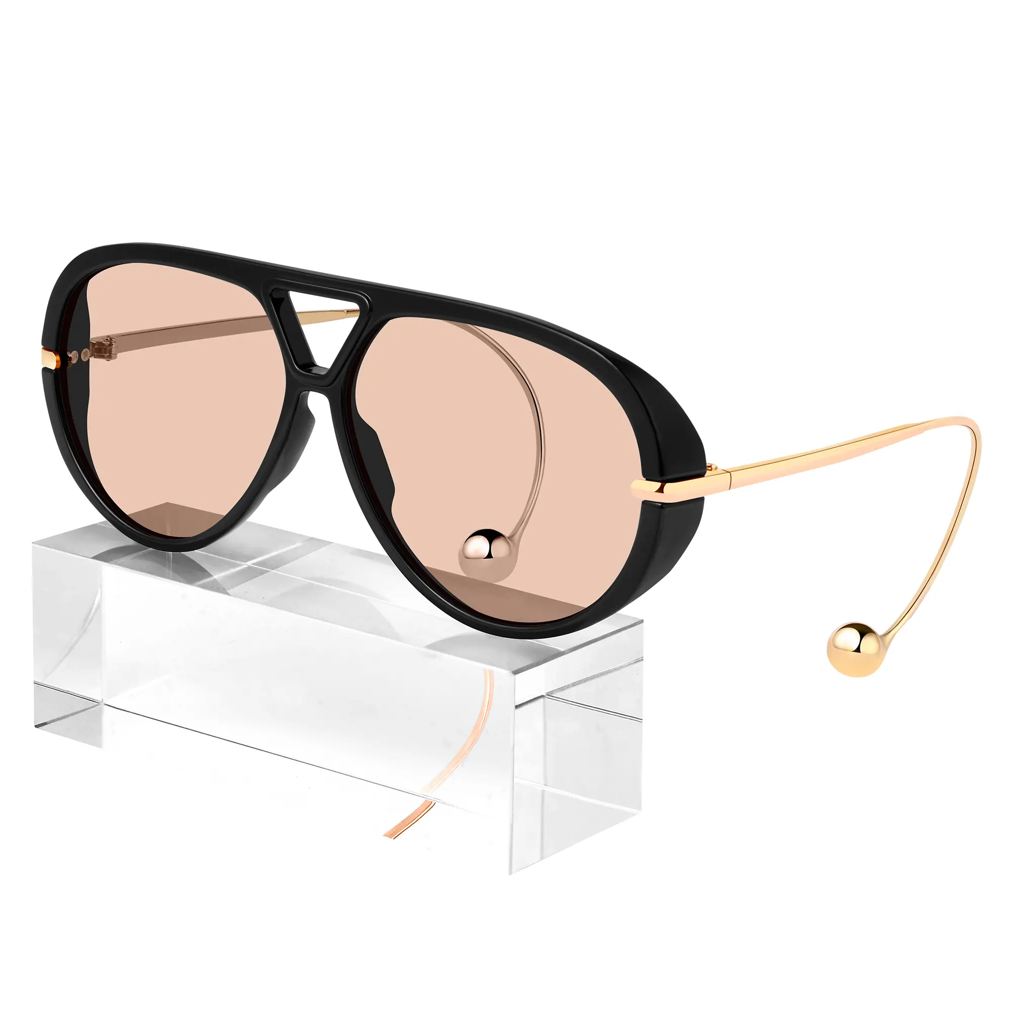 KESAPLAN  Women's 70s Retro Oversized Aviator unisex luxury Sunglasses with Big Shield Frame & Built-in Earring vintage UV400 Lenses 150mm Frame trendy glass deal Sunglasses holiday outfit mothers day gifts for mom trend